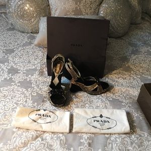 Prada Suede and leather Wedges